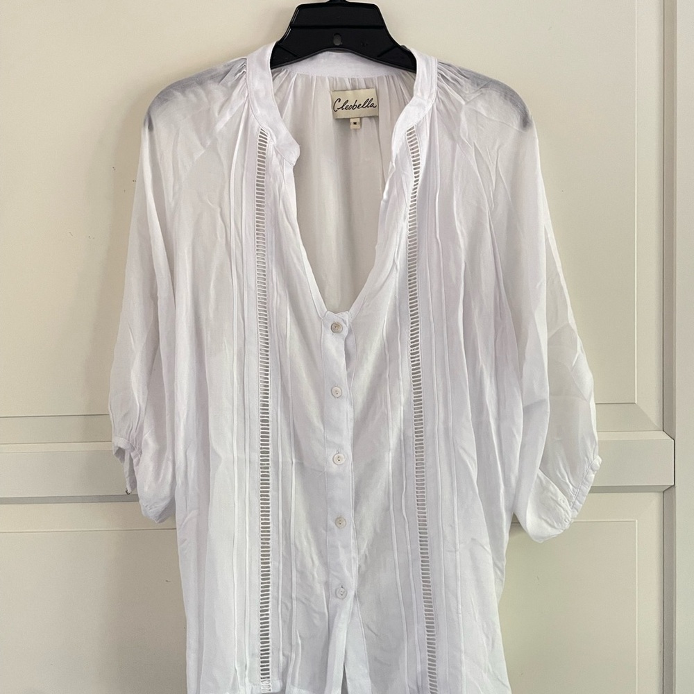 Cleobella ladder lace white button down top 26449